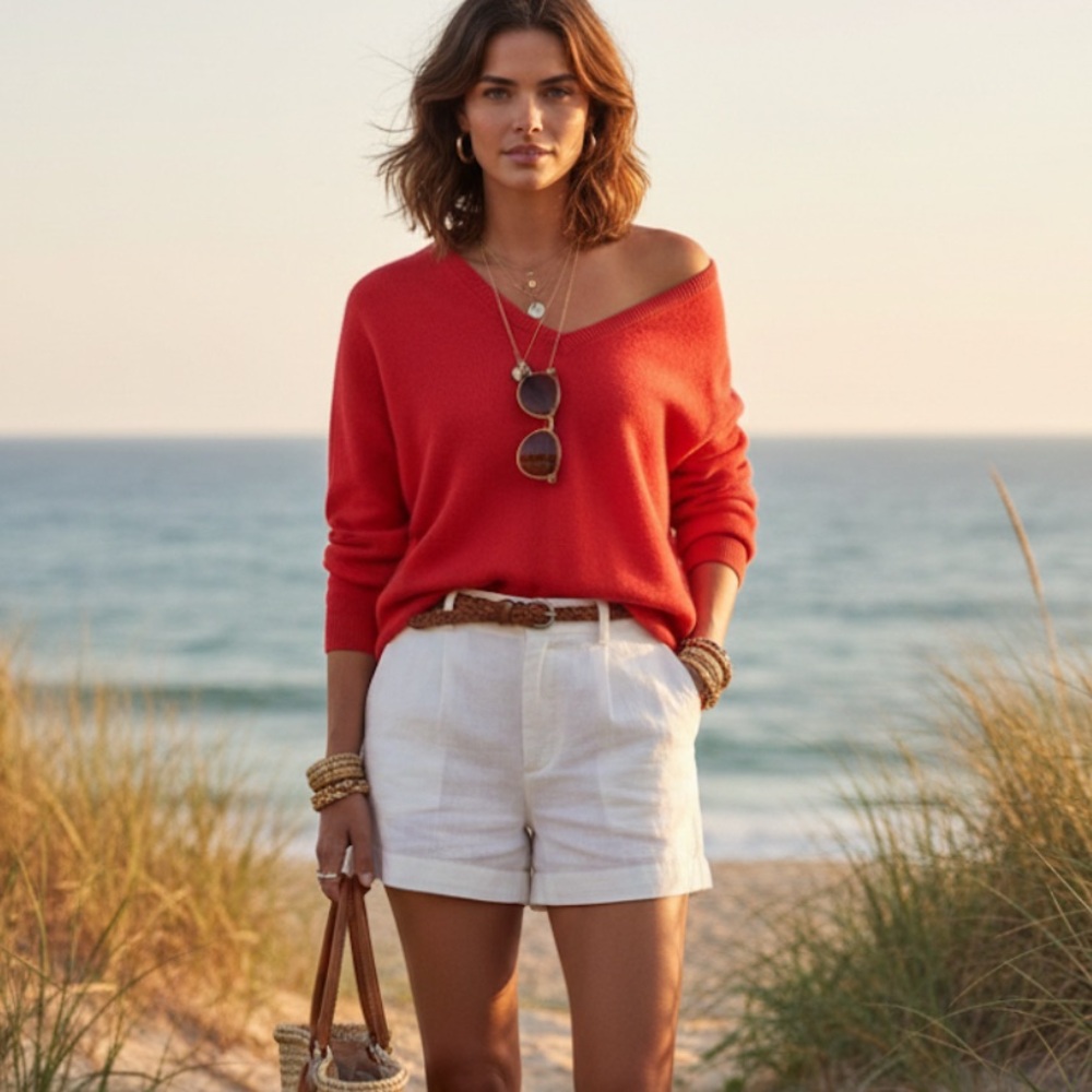 VTG Findochty
Sea Island Cotton red Pullover Sweater Quiet Luxury Rare